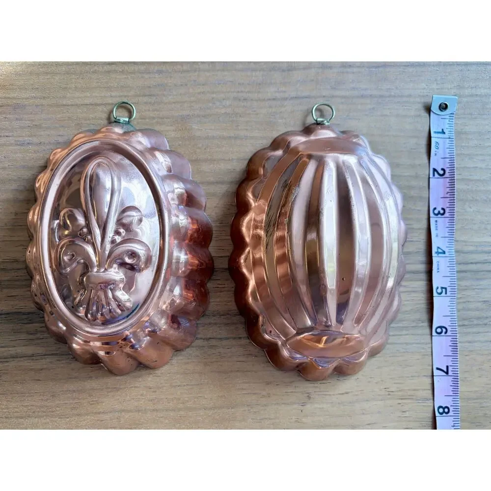 Vintage Copper Cake Tins Retro Mold Set Tagus Portugal Kitchen Mold Wall Decor